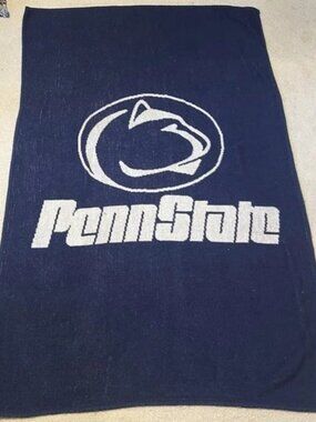 Vintage Penn State Nittany Lions Throw Blanket 75x50 Navy White Reversible NCAA